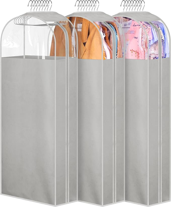 MISSLO 10" Gusseted Garment Bags for Hanging Clothes 50" Long Dress Bags for Closet Storage Dress... | Amazon (US)