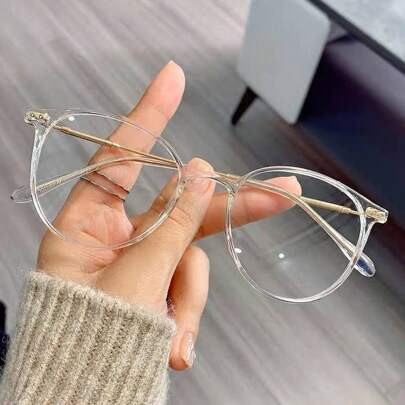 Unisex Round Korean Style Plain Glasses - 1 Piece Glasses Accessories | SHEIN
