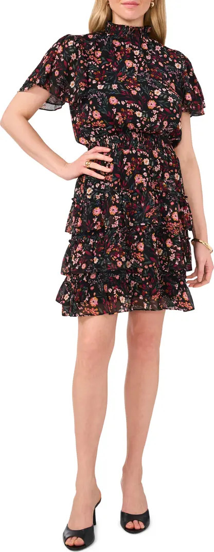 Halogen® Floral Flutter Sleeve Ruffle Dress | Nordstromrack | Nordstrom Rack