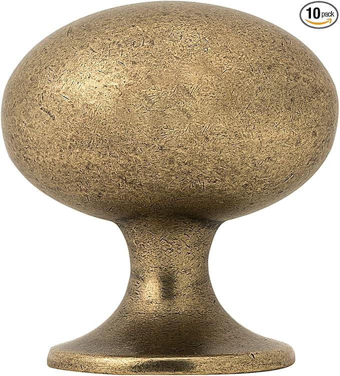 HARPOON Cabinet Hardware Knobs Round Furniture Mushroom Knob - 1.4 Inch 10 Pack Antique Brass | Amazon (US)