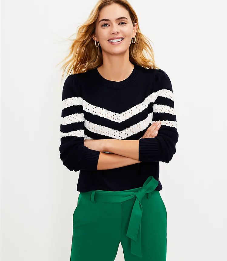 Striped Puff Sleeve Sweater | LOFT