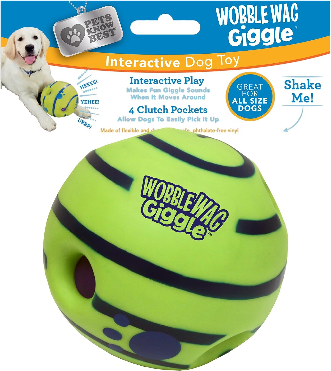 Wobble Wag Giggle Ball, Interactive Dog Toy, Fun Giggle Sounds When Rolled or Shaken, Pets Know Best, As Seen On TV Medium | Amazon (US)