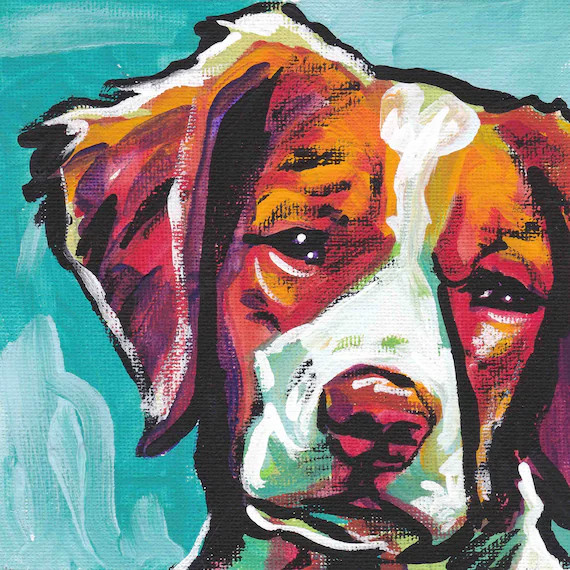 Brittany Spaniel Portrait Art Print Modern Dog Pop Art Bright | Etsy | Etsy (US)