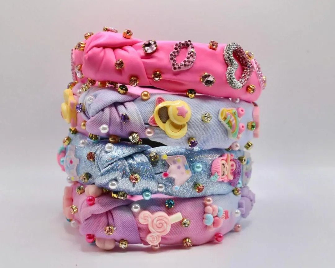 Girls Embellished Knotted Headband: Rhinestones & Tie Dye - Etsy | Etsy (US)