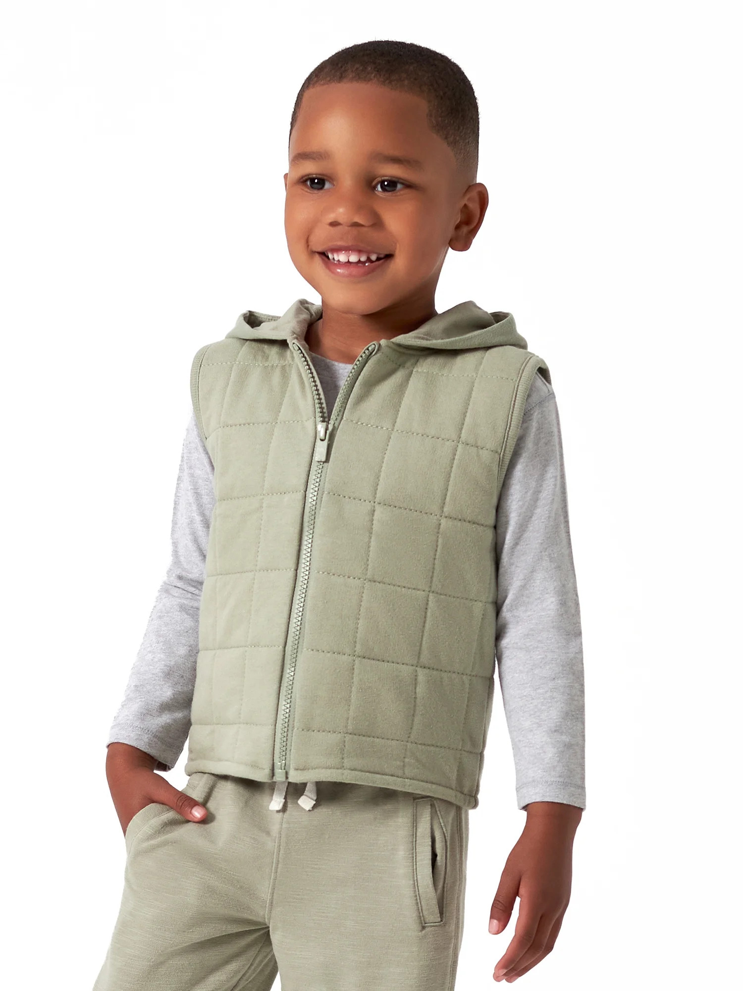 Modern Moments by Gerber Baby and Toddler Boy Quilted Hooded Zip Vest, Sizes 12M-5T | Walmart (US)
