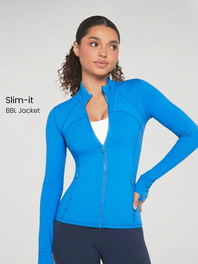 GLOWMODE FeatherFit™ Slim-It Streamline Performance Secure Pockets Zip Up Long Sleeve Jacket Low Impact Yoga Daily Fall | SHEIN