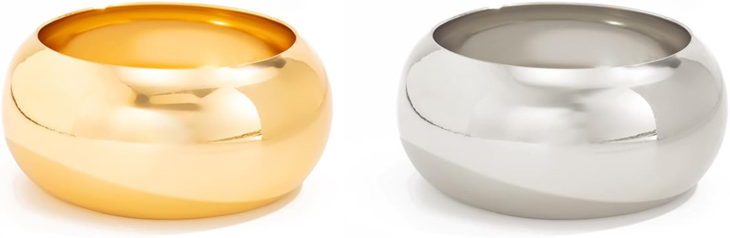 Chunky Gold Bangles Bracelets for Women Trendy Silver Stack Bracelet Minimalist Wide Bangle Jewel... | Amazon (US)