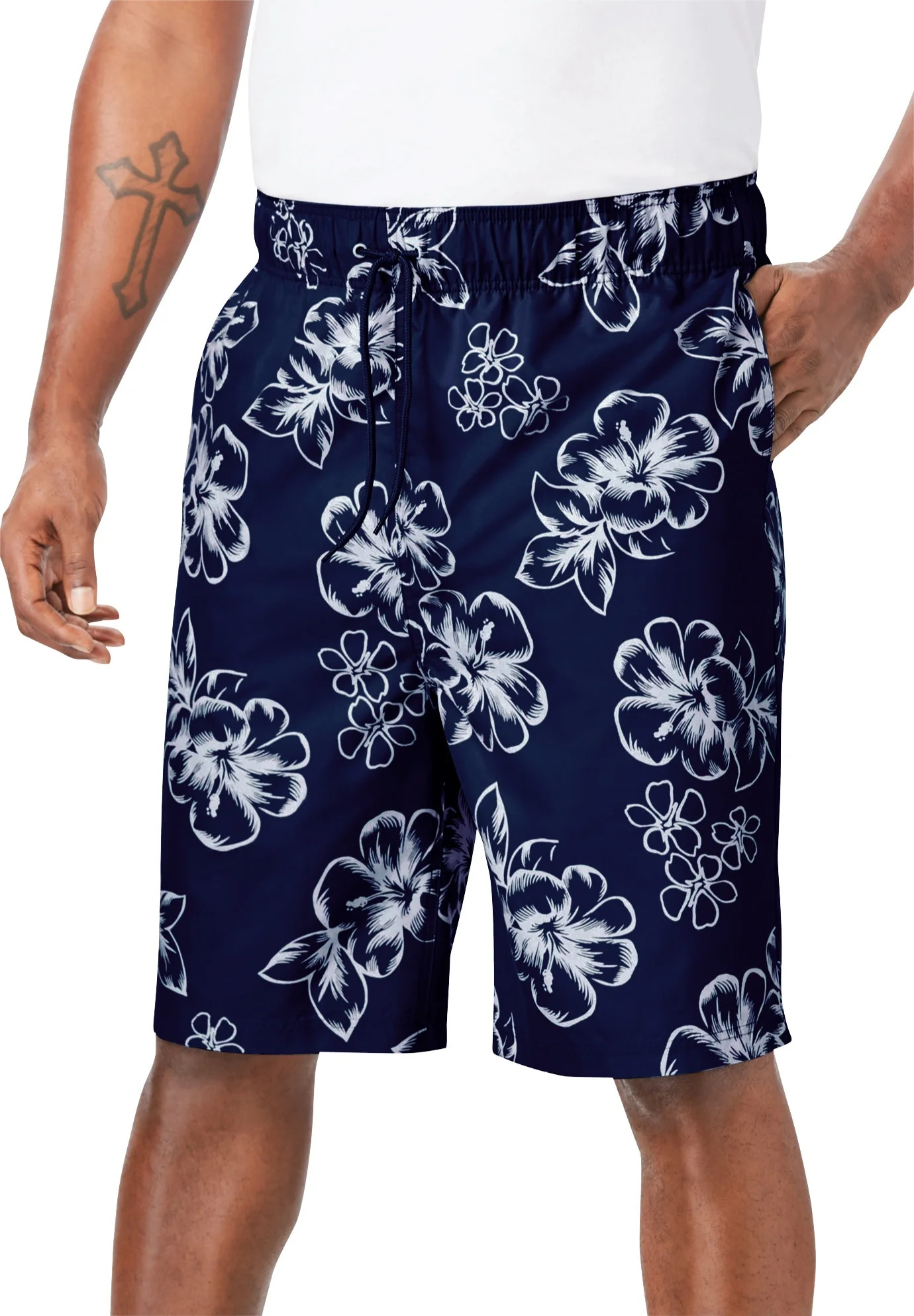 Ks Island By Kingsize Men's Big & Tall Hibiscus Print Swim Trunks | Walmart (US)