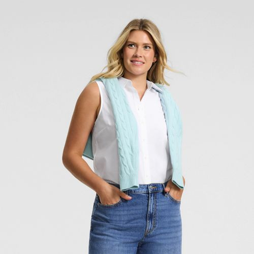 Women's Petite No Iron Sleeveless Shirt - Lands' End - Blue - S | Lands' End (US)