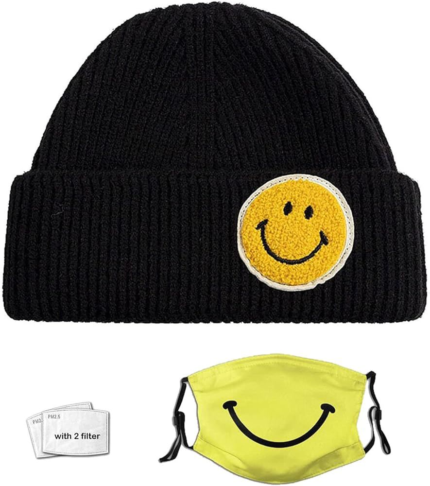 Evereross Smiley Face Beanie Hat for Men Women Fashion Winter Ski Warm and Comfortable Toboggan C... | Amazon (US)