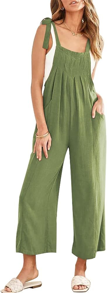 Paintcolors Women's Denim Button Down Jumpsuit Sleeveless Scoop Neck Jumpsuit Overall Rompers Cas... | Amazon (US)
