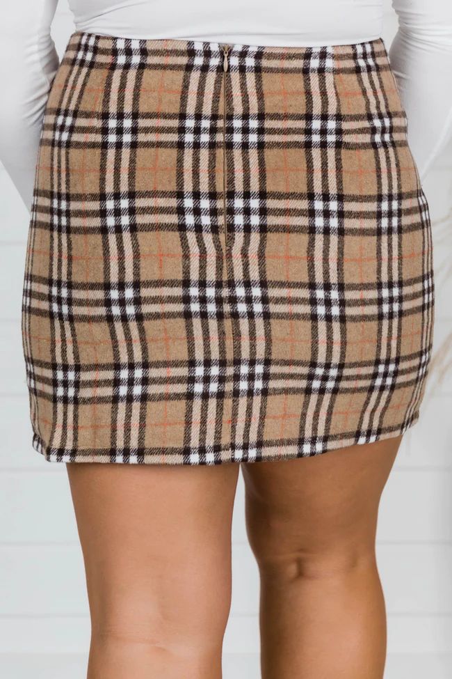 Because I Found You Beige Plaid Skirt | The Pink Lily Boutique