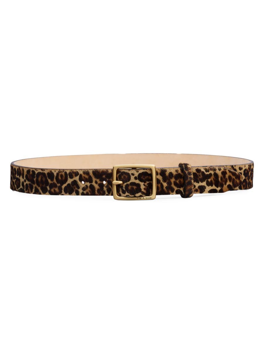Boyfriend Leopard-Print Calf Hair Belt | Saks Fifth Avenue