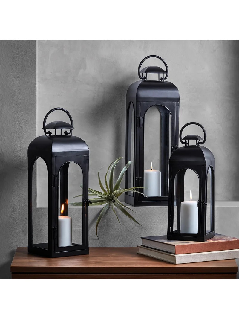 Better Homes & Gardens Black Metal Lantern Candle Holder, 18", Medium | Walmart (US)