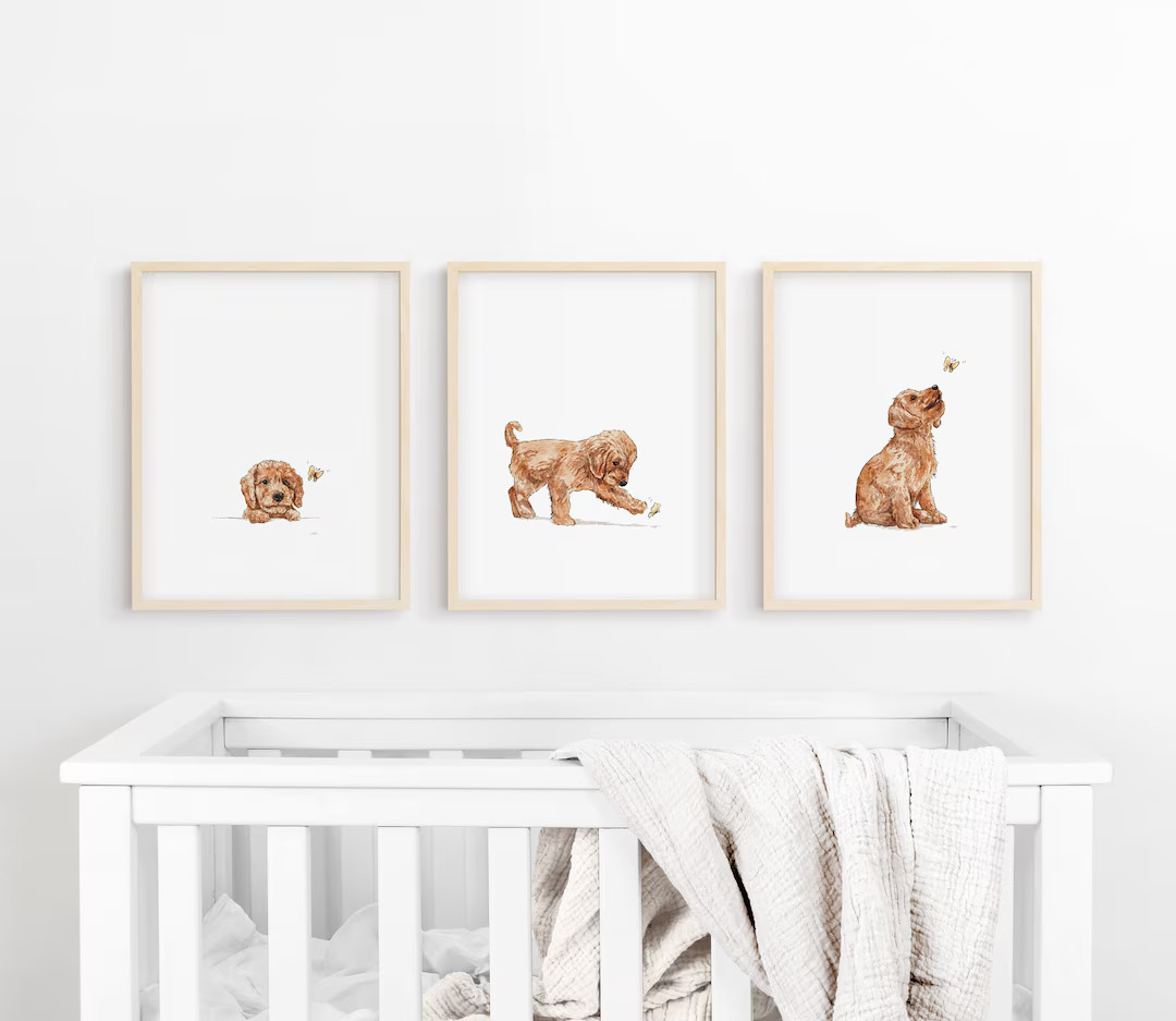 Goldendoodle Print Dog Nursery Art Puppy Nursery Wall Art - Etsy | Etsy (US)