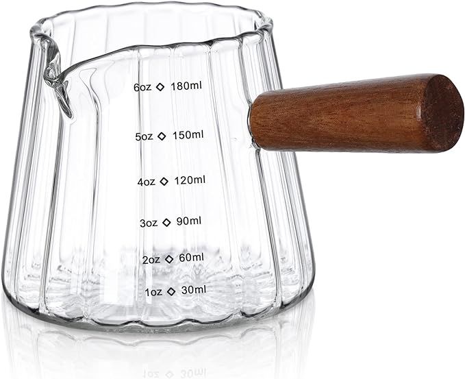 Joeyan 6 oz Glass Measuring Cups with Spout,Borosilicate Glass Triple Pitcher with Scale,Origami ... | Amazon (US)