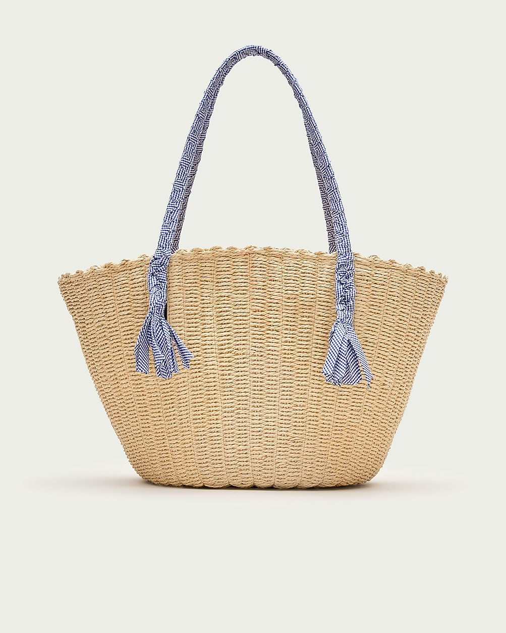 Como handwoven straw tote with gingham handles | J. Crew US