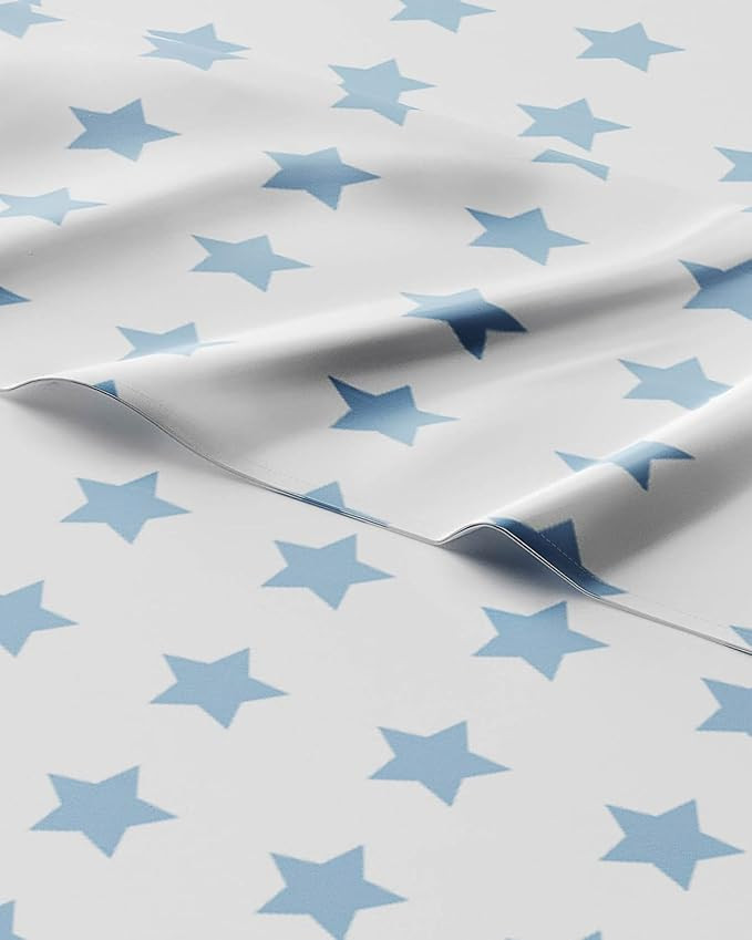 Kids Blue Stars Twin 3 Piece Sheet Set - Boys, Girls, Teens, Toddler - Easy Fit Deep Pocket - Blu... | Amazon (US)