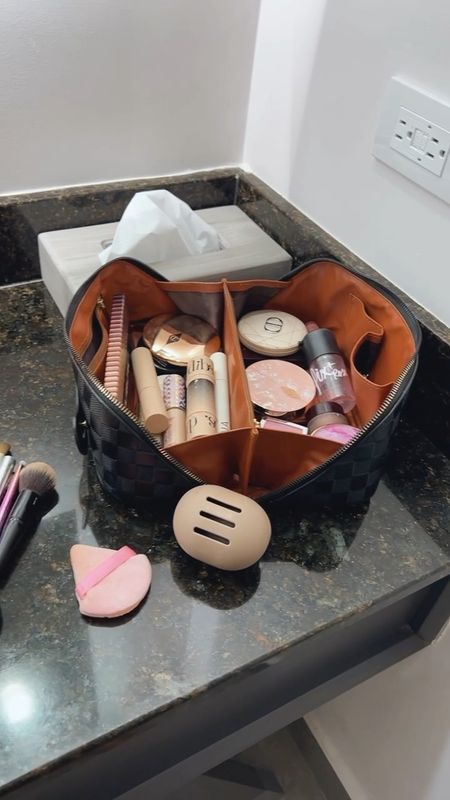 Amazon travel must haves 

Makeup bag 
Makeup sponge holder 
Makeup brush holder 
Triangle Powder puff 


#LTKitbag #LTKbeauty #LTKtravel
