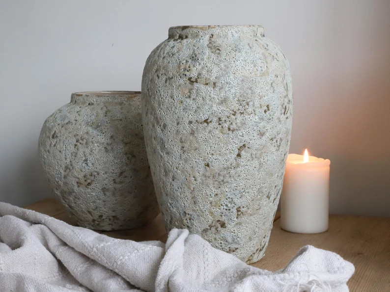 Beige/Earthy Ceramic Crackled Vase – 2 Sizes | Etsy (UK)