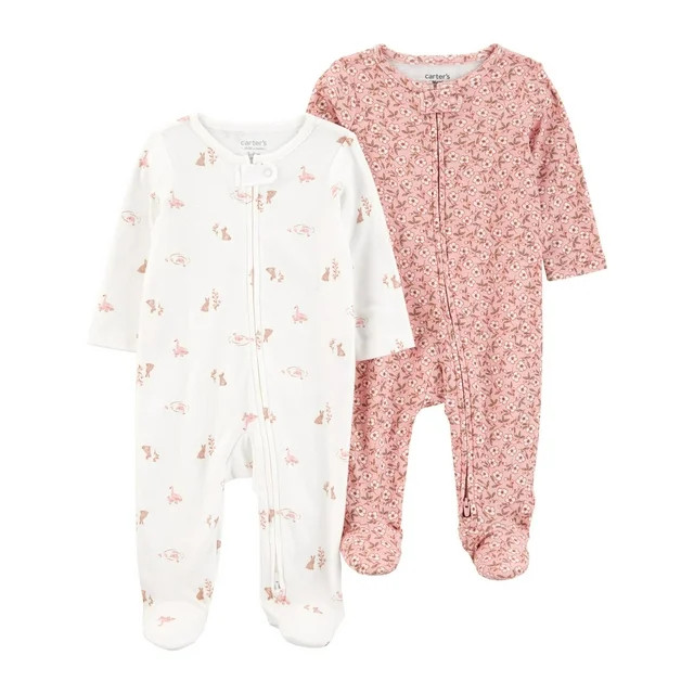 Carter's Child of Mine Baby Girl, Sleep 'n Play, 2-Pack, Sizes Preemie-6/9 months | Walmart (US)
