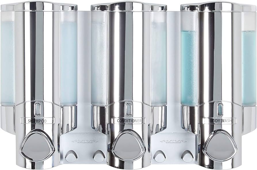 Better Living Products Aviva Shower Dispenser 3, Shampoo and Soap Dispenser, 3 x 11 fl. oz. Chrom... | Amazon (US)