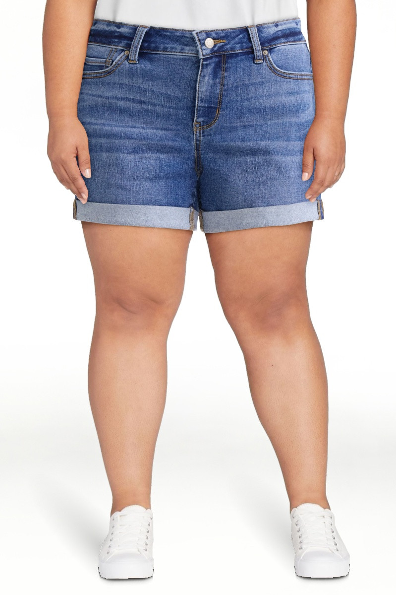 Time and Tru Women's Mid-Rise Denim Short, 4" Inseam, Size 2-20 | Walmart (US)