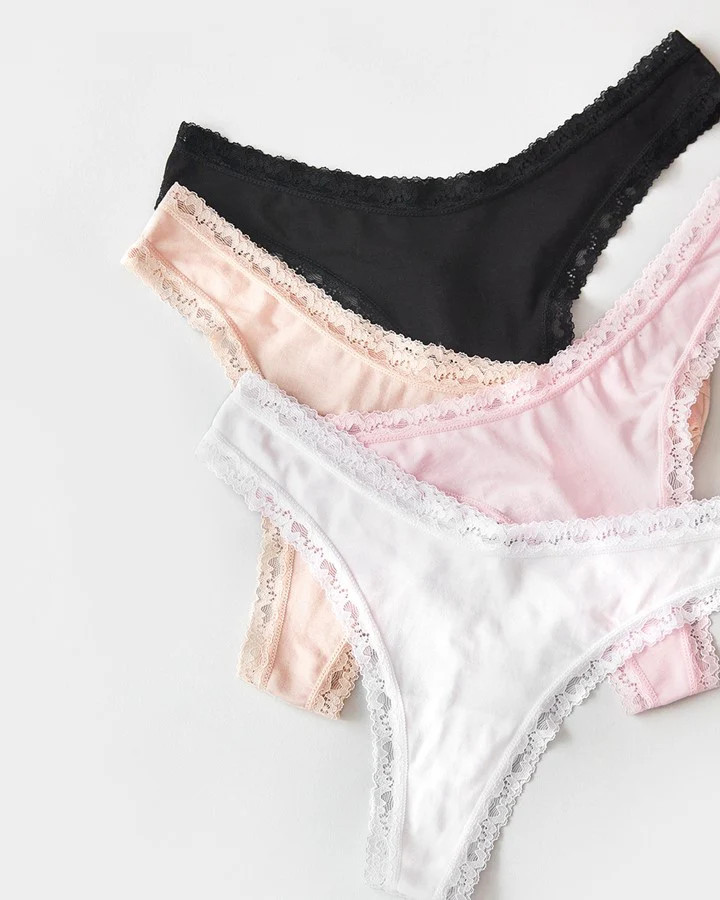 Thong Four Pack - Sand Essentials | Sustainable TENCEL™ Lace Underwear | Stripe and Stare - migrated to impact