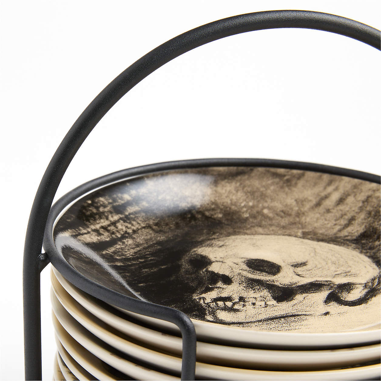 Nightfall Halloween 6" Appetizer Plates with Stand, Set of 10 + Reviews | Crate & Barrel | Crate & Barrel