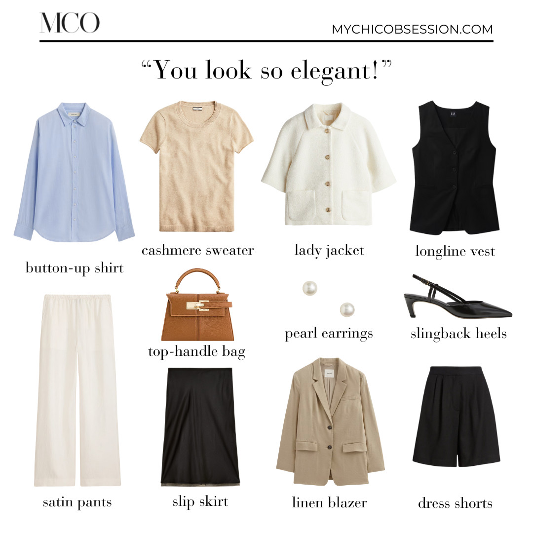 "You look so elegant!" Elevate your daily looks with a sophisticated touch. Incorporate polished pieces like lady jackets, sharp button-up shirts, blazers, and luxe fabrics into your summer wardrobe. 

 #LTKSeasonal #LTKShoeCrush #LTKItBag