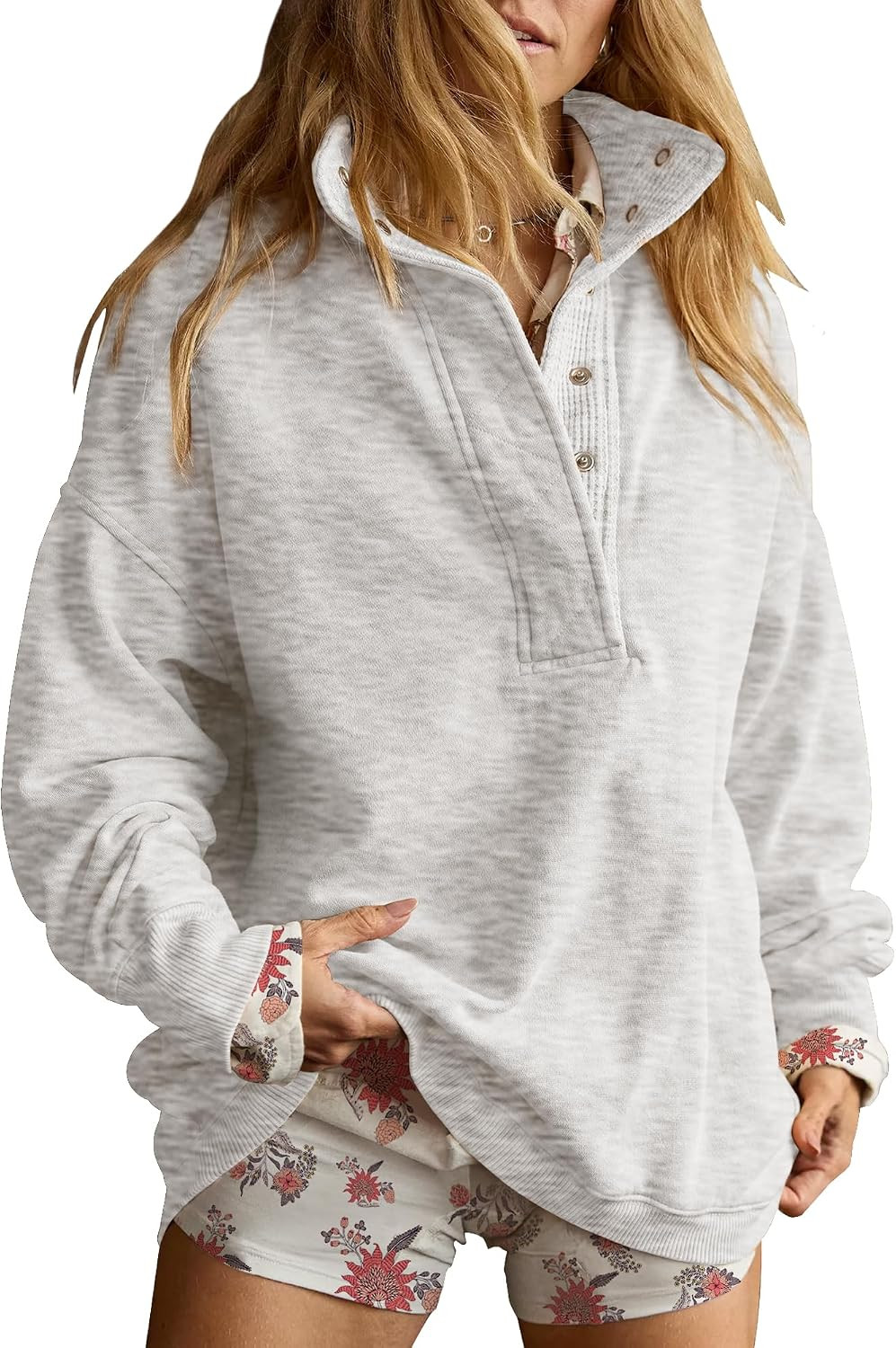 Gacaky Sweatshirt for Women Oversized Henley Neck Pullover Top Fall Outfits | Amazon (US)