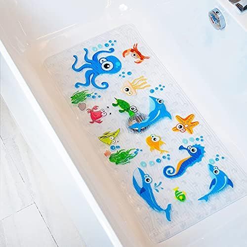 BEEHOMEE Bath Mats for Tub Kids - Large Cartoon Non-Slip Bathroom Bathtub Kid Mat for Baby Toddler A | Amazon (US)