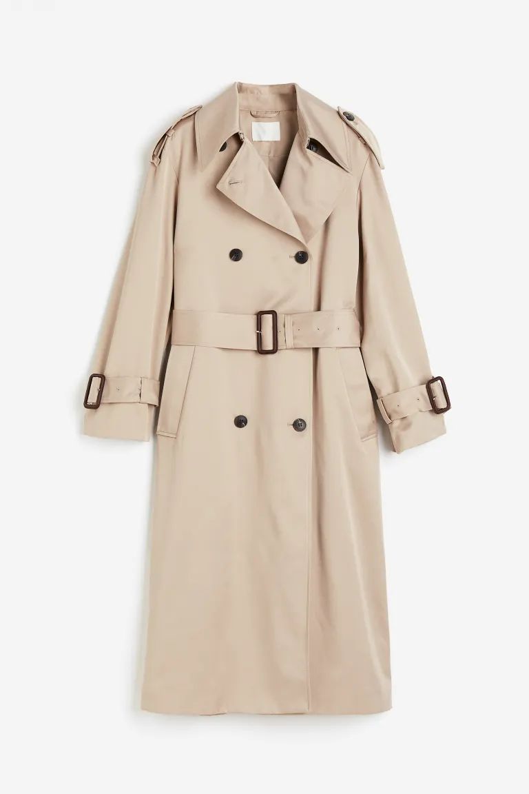 Double-breasted Trench Coat - Dark taupe - Ladies | H&M US | H&M (US + CA)