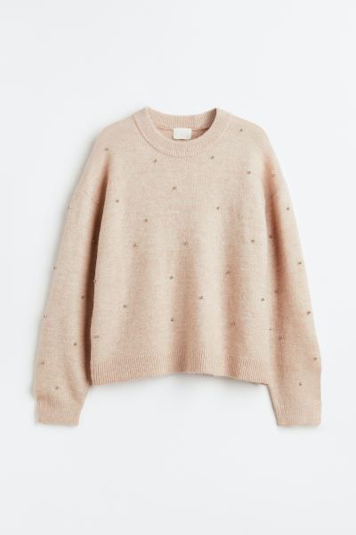 Beaded Sweater - Cerise/rhinestones - Ladies | H&M US | H&M (US + CA)
