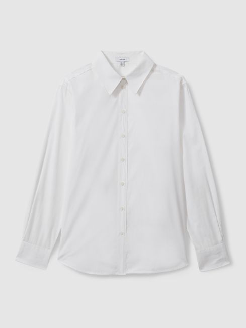 Reiss White Jenny Cotton Poplin Shirt | Reiss UK
