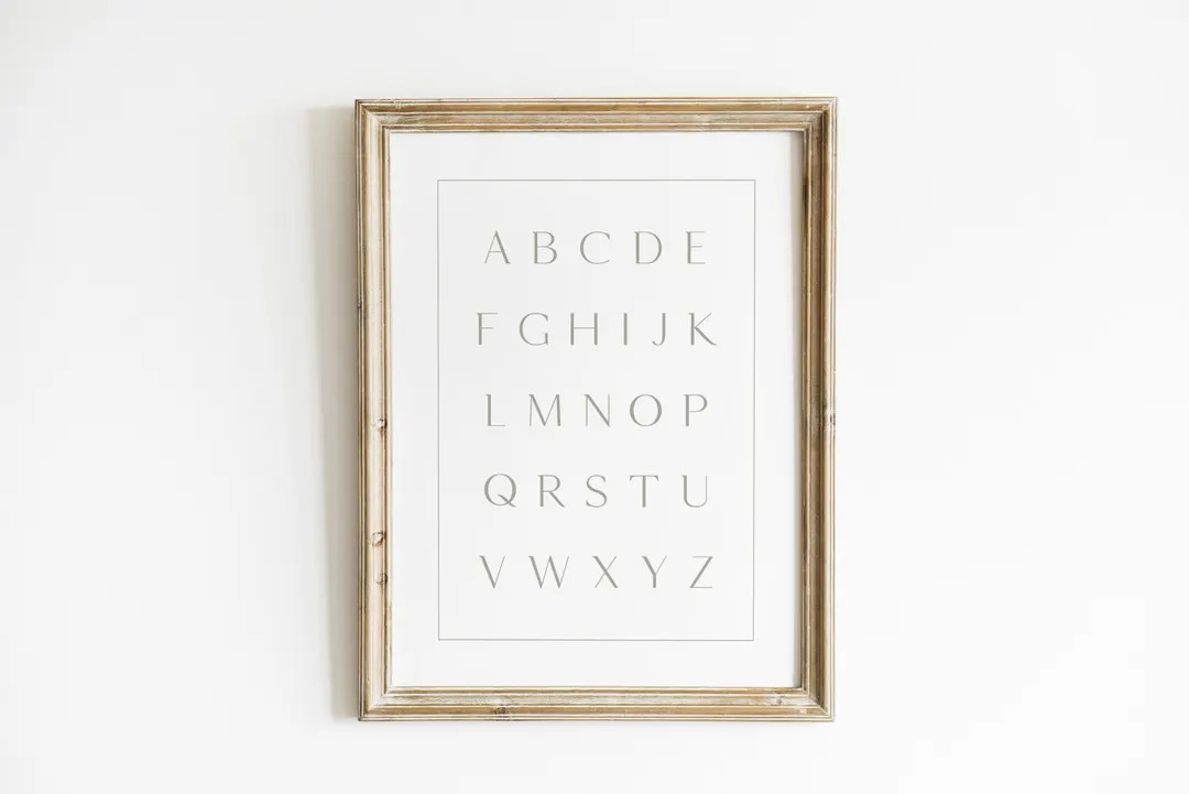 Vintage Sage Green Alphabet Nursery Educational Print Vintage Alphabet Art Sage Green Art Printed... | Etsy (US)