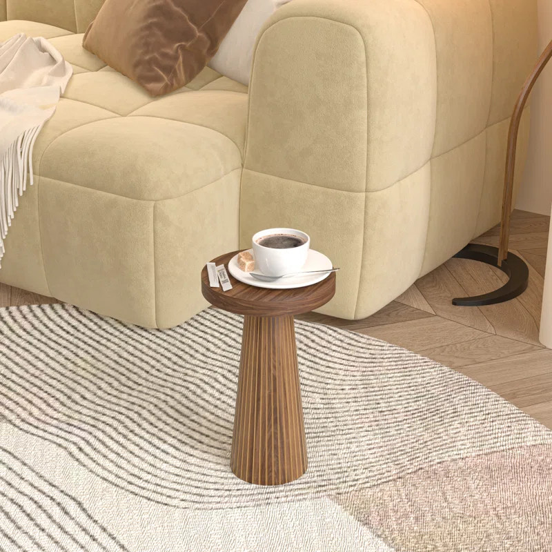 Round Fluted End Table, Mid Century Modern Accent Pedestal Side Table, Accent Table For Bedroom L... | Wayfair North America