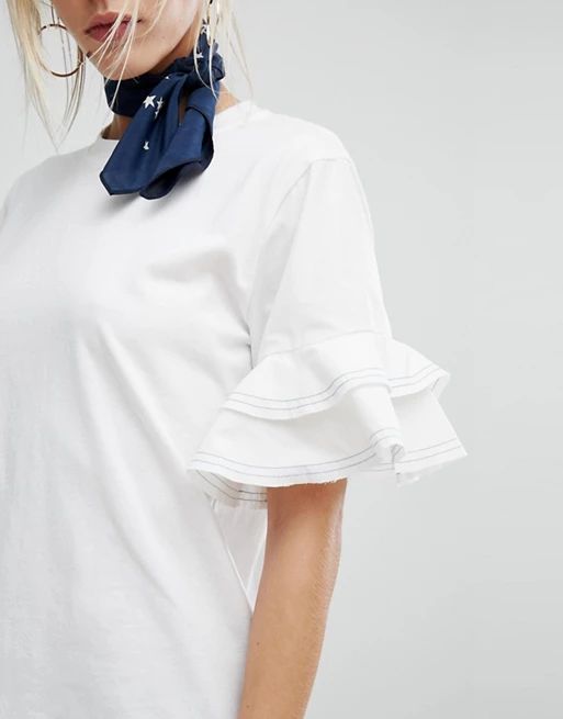 Current Air T-Shirt with Ruffle Sleeve | ASOS US