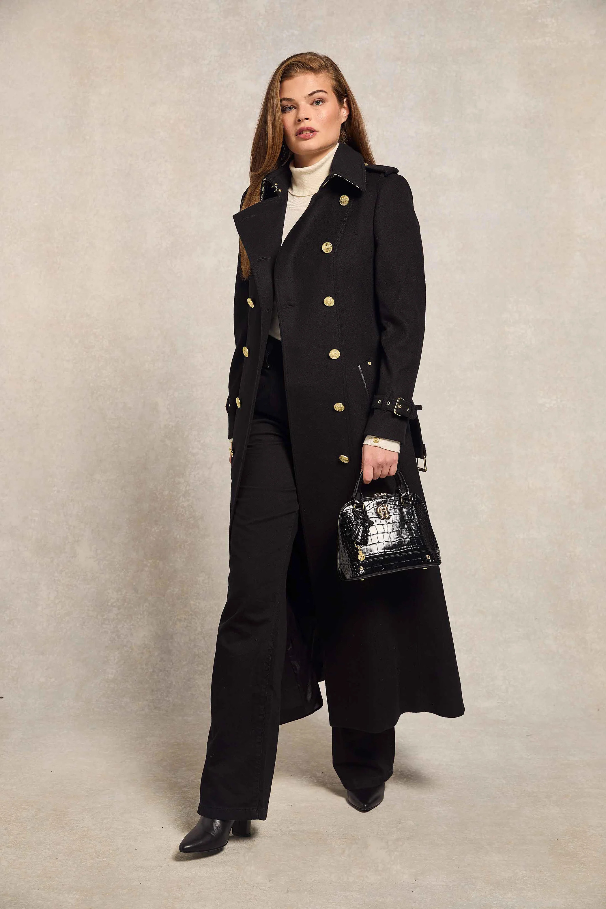 Full Length Marlborough Trench Coat (Soft Black) | Holland Cooper