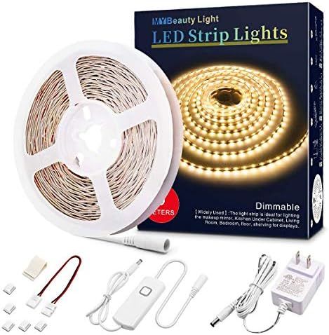 Led Strip Lights Warm White, 16.4ft Dimmable Led Light Strip, 300 Bright 2835 LEDs, Self-Adhesive... | Amazon (US)