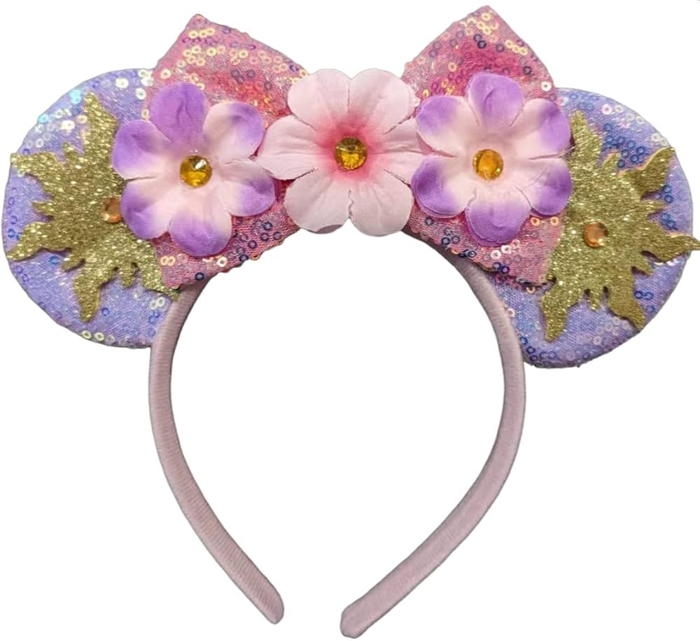 CLGIFT Rapunzel Flower Mouse Ears, Pick Your Color - Classic Red Sequin, Purple Sparkle | Amazon (US)