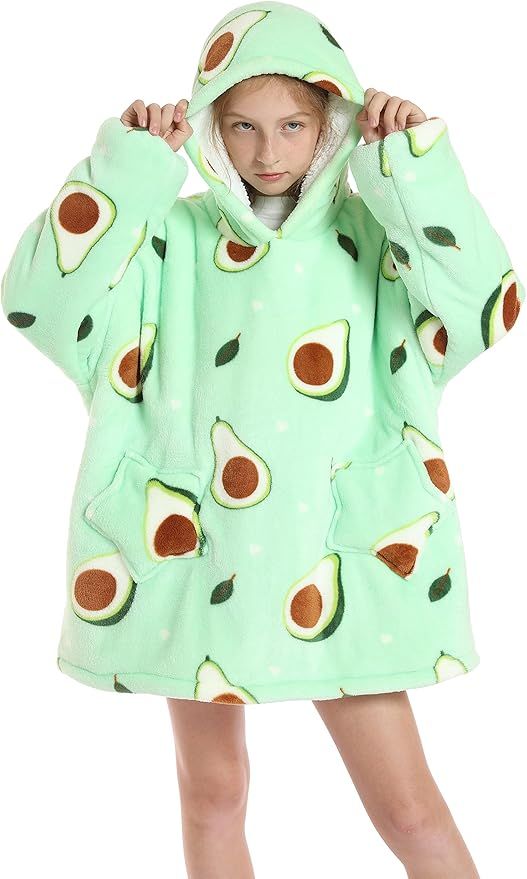 SZCMSM Hoodie Blanket for Kids Oversized Wearable Blanket Sweatshirt with Pockets Soft Warm Cozy ... | Amazon (US)