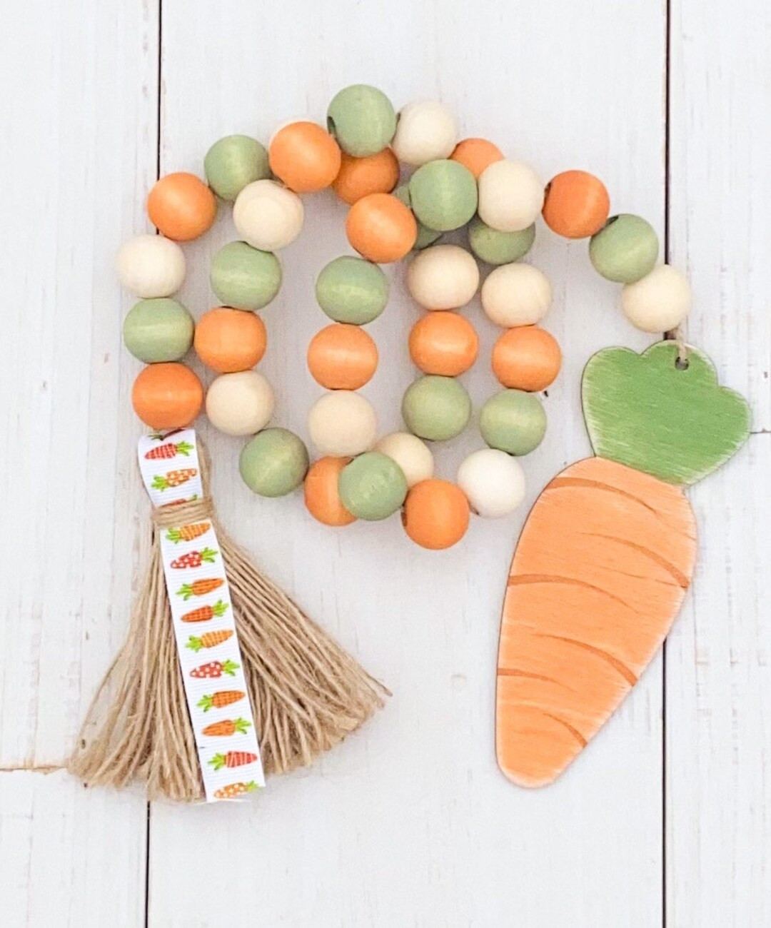 Farmhouse Easter Wood Bead Garland, Easter Decor, Tiered Tray Decor, Beaded Garland, Farmhouse De... | Etsy (US)