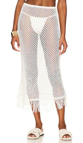 Fishnet Crochet Midi Skirt in Off White | Revolve Clothing (Global)