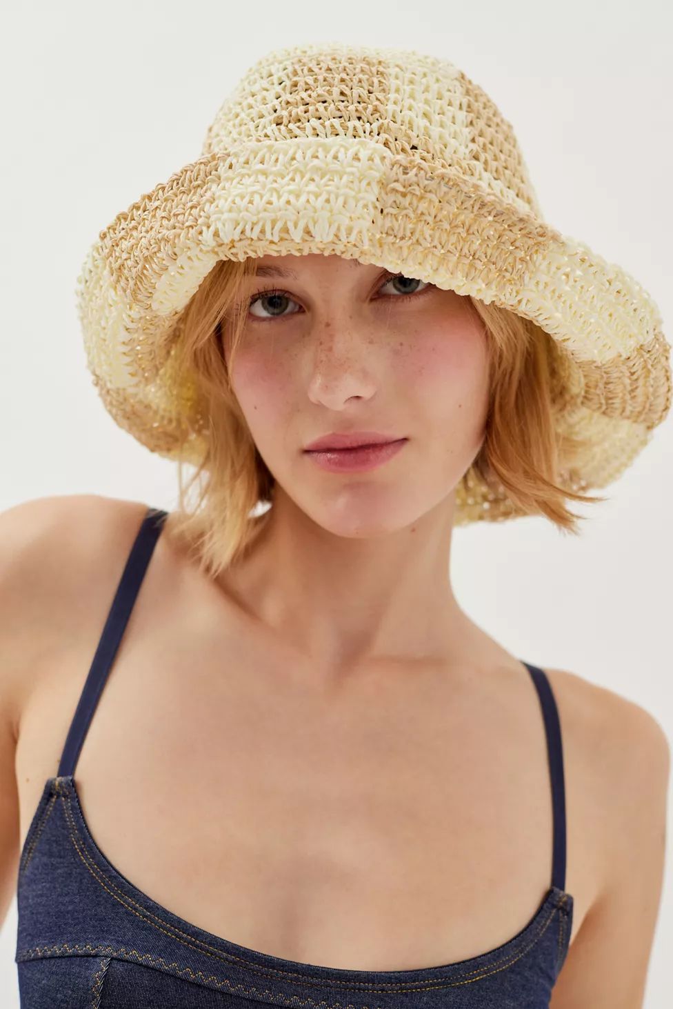 Checkered Straw Bucket Hat | Urban Outfitters (US and RoW)