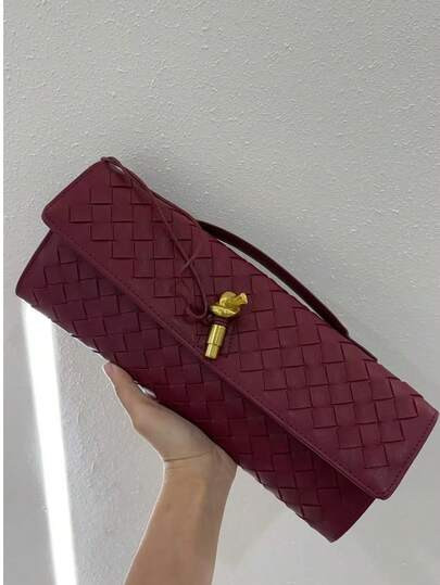 Multi-Color Woven Diagonal Zipper Crossbody Bag, Shoulder Bag, Baguette Bag, Evening Bag, Party B... | SHEIN