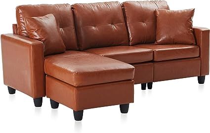 BELLEZE Altera Convertible Sectional Sofa, Modern Faux Leather L Shaped Couch 3-Seat with Reversi... | Amazon (US)