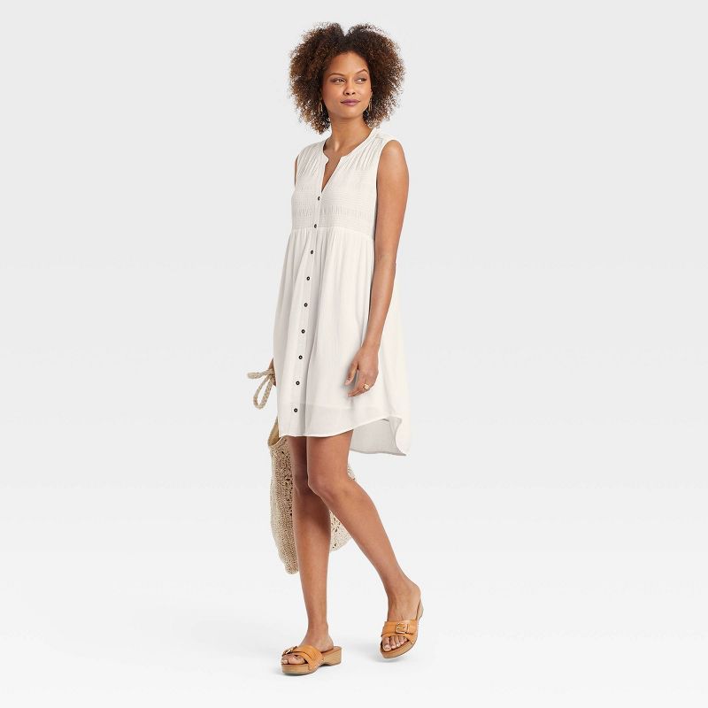 Women's Sleeveless Smocked Button-Down Dress - Knox Rose™ | Target