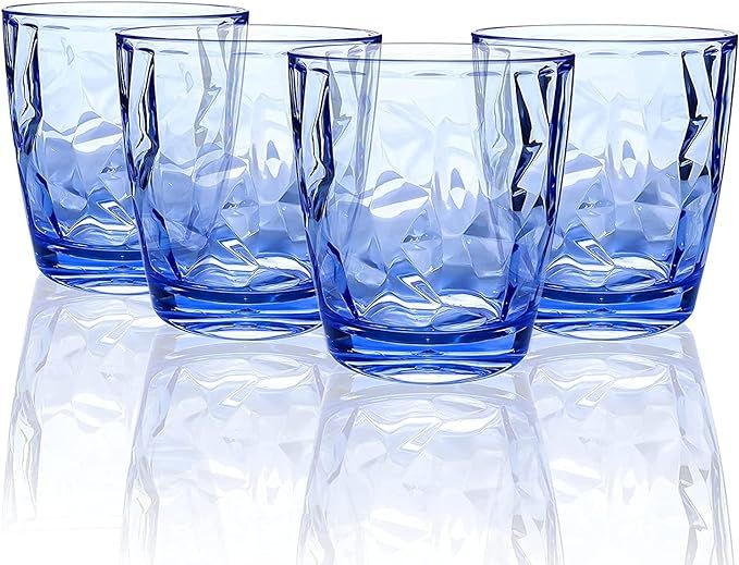Topsky 10 oz Plastic Water Tumblers | Set of 4 Transparent Unbreakable Drinking Glasses Clear Acr... | Amazon (US)