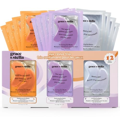grace & stella Under Eye Patches Gift Set - With 3 Colors (12 Pairs) | Amazon (US)